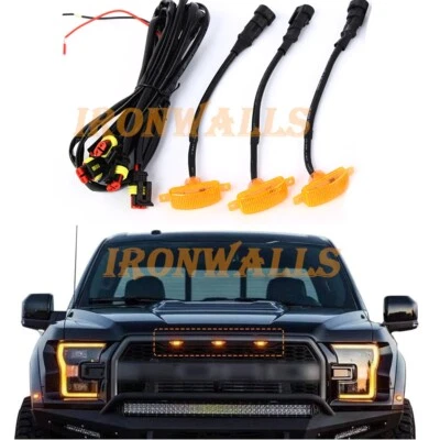 For Toyota FJ Cruiser 2007-2014 Hood LED Light Raptor Style Grill Trim Cover 3X Foto 1 de 4