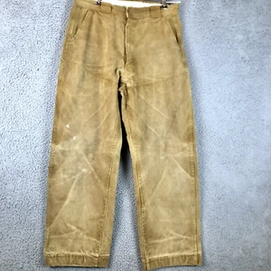 Vintage 60s 70s Hiking Work Pants Canvas Baggy Fit Trousers 31x28 DOVE Zipper - Picture 1 of 5