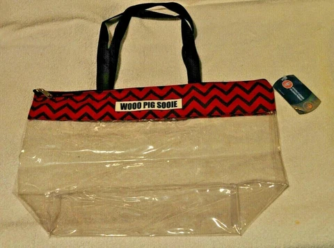 ARKANSAS RAZORBACKS CLEAR ZIPPER STADIUM TOTE APPROVED PURSE BAG NCAA NWT Cover