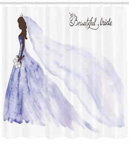 Bridal Shower Pattern Shower Curtain Fabric Decor Set with Hooks 4 Sizes - Picture 1 of 25