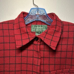 Vintage Ralph Lauren Made in USA Blazer Jacke Gr. 6 rot kariert RLR Full Zip - Bild 1 von 22