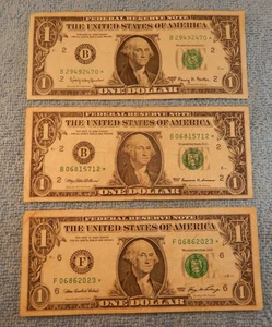 Lot of 3 STAR NOTE $1 Federal Reserve - 1963 A, 99, 06 - Picture 1 of 5