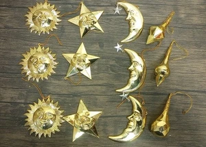 Vintage Weihnachten Mond und Stern Ornament Dekorationen Gold Stck 12 - Bild 1 von 6
