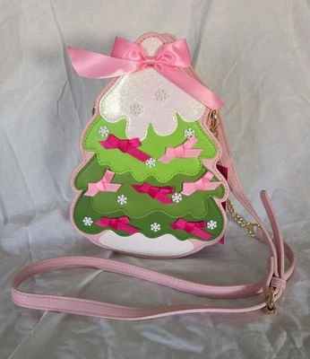 Betsey Johnson Christmas Tree Crossbody Bag Pink NWT Holiday Snowflake - Image 1 of 4