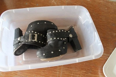 Vince Camuto Black Leather Studded with Belt Accent; Size 8.5 Platform  - Image 1 of 3