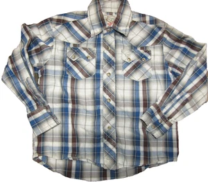 WRANGLER PLAID LONG SLEEVE SNAP BUTTON UP WESTERN SHIRT BOYS SIZE 5/6 - Picture 1 of 3