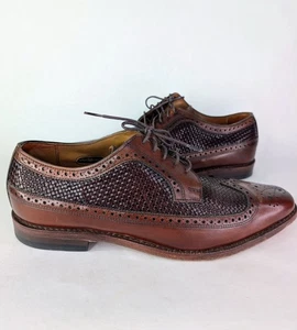 Allen Edmonds Leiden Brown Woven Wingtip Dress Shoe Men Size 10D - Picture 1 of 10