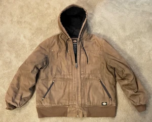 Dickies Jacket Duck Thick Quilted Brown Full Zip Hoodie Workwear Size XL - Picture 1 of 10