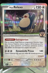 Pokemon Karte Hop’s Relaxo SVP 184 Staff Stamp - Prerelease  Reisegefährten - Bild 1 von 3
