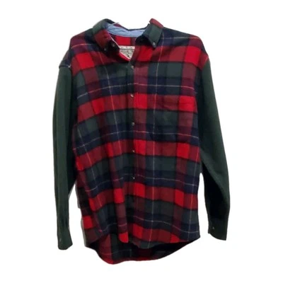 Vtg 90s Eddie Bauer Wool Flannel Shirt Plaid Jacket S Colorblock Rare Preppy Y2k - Image 1 of 4