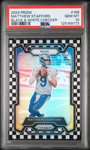 MATTHEW STAFFORD 2023 Panini Prizm blanco y negro tablero de ajedrez SP PSA 10 - Rams - Imagen 1 de 3