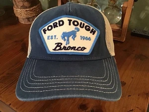 New FORD TOUGH BRONCO EST. 1966 Trucker Hat Cap, BLUE & WHITE SnapBack - Picture 1 of 5
