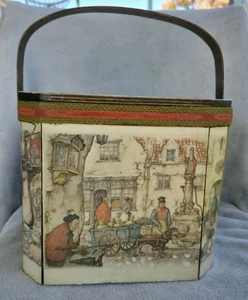 Vintage Anton Pieck Wooden Handbag Purse 60s Decoupage Village Scene Retro Boho - Picture 1 of 14