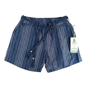 Aventura Monterey Short Women Small Blue Organic Cotton Stripe Stretch Waist NWT - Picture 1 of 9
