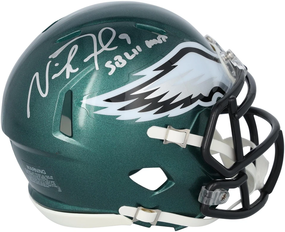 Nick Foles Philadelphia Eagles Signed Riddell Mini Helmet w/SB LII MVP Insc - Image 1 of 3