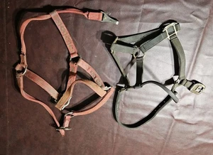 Two Yearling Medium Horse Leather Double Leather & Poly Stitched Halter - Picture 1 of 6
