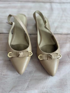 Cole Haan Damen Menlo Skimmer Pinsel Leder Slingback Ballerinas W22640 Größe 8b - Bild 1 von 9