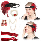 1920's Cosplay Costume Feather Headband Pearl Necklace Glove Gatsby Masque.cf