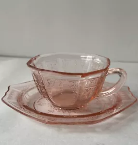 Princess Pink by Anchor Hocking Floral One Set Cup And Saucer - Picture 1 of 5