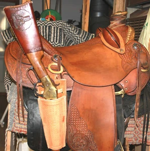 Manta Leather Rifle/Shotgun  combo Holster  CMSA, SASS mounted shooting - Picture 1 of 23