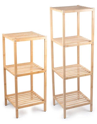 Standregal Bambus Regal Bad Badezimmer Küche 3 oder 4 Ablagen Balkon Holz Möbel - Bild 1 von 3