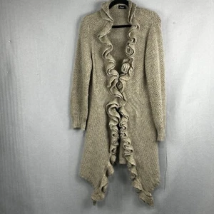 Vintage Italian Mohair Blend Duster Cardigan Womens 46 M Rose Knit Detail Soft - Picture 1 of 17