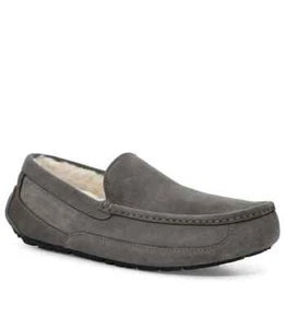 UGG Ascot Slipper Men's US 13 Gray Suede Wool Lined Comfort Slip-On Moccasin P14 - Picture 1 of 10