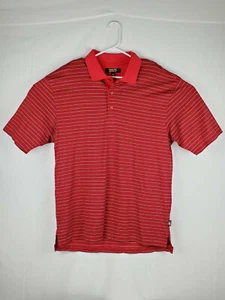 Reebok Golf Mens Polo Shirt Red w/white strips Size Large - Picture 1 of 6