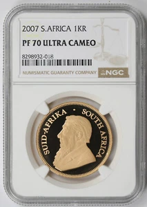 2007 South Africa 1 Krugerrand 1 oz Fine Gold Proof PF 70 Ultra Cameo NGC - Picture 1 of 4