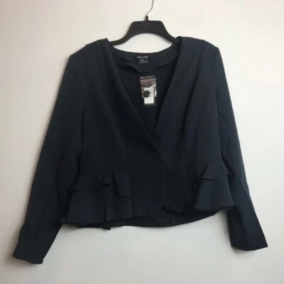 Chaqueta Blazer City Chic Trendy Mujer Plus XS/14 Negro Humo Pequeño Volantes Nueva con Etiquetas Foto 1 de 4
