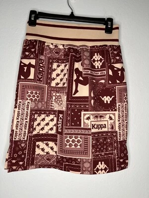 Falda Larga Kappa Roja Beige Bodycon Paisley Patrón Pequeño Nueva Con Etiquetas Foto 1 de 4