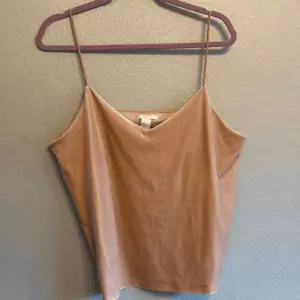 H&M- crushed velvet blush pink thin strap tank- size large - Picture 1 of 5