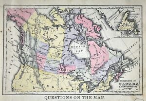 1888 Mitchell Map Dominion of Canada Ontario Nova Scotia Alberta Manitoba Quebec