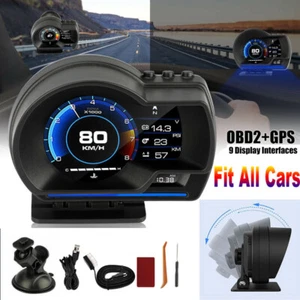 Car OBD2 GPS Gauge HUD Head-Up Digital Display Speedometer Turbo RPM Alarm P6 - Picture 1 of 12