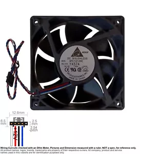 Fan Muffin Cooling DC 12V DC12V 12VDC 120mm 120x120x38 Delta AFC1212DE -SP02 - Picture 1 of 3