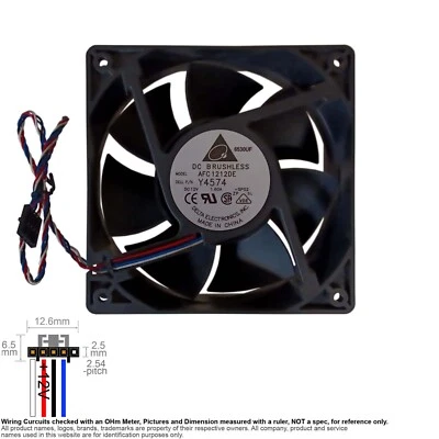 Fan Muffin Cooling DC 12V DC12V 12VDC 120mm 120x120x38 Delta AFC1212DE -SP02 - Image 1 of 3
