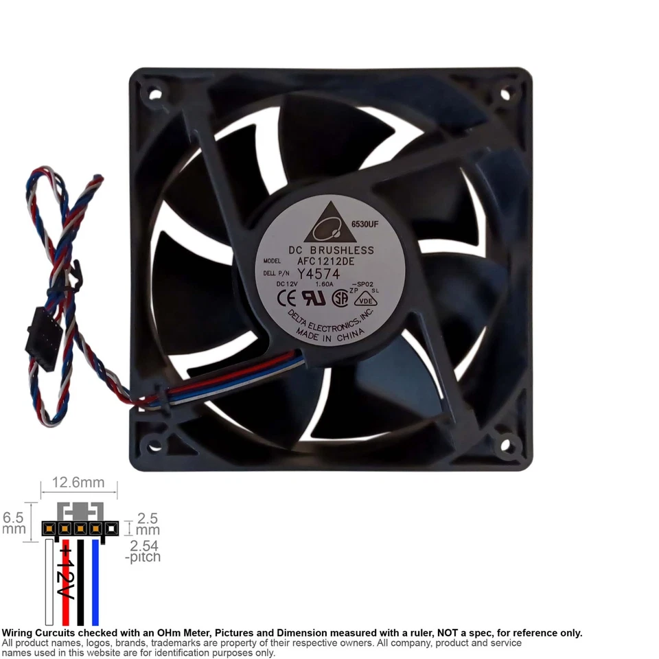 Fan Muffin Cooling DC 12V DC12V 12VDC 120mm 120x120x38 Delta AFC1212DE -SP02 - Image 1 of 3