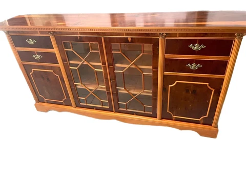 Georgian Style Flame mahogany Satin Wood Inlay Buffet Cover