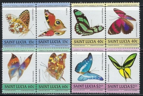 St Lucia 731-34 MNH 1985 Butterflies (an6054) Cover