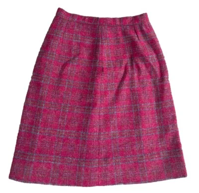 Vintage 1960s/1970s Pink Plaid Mini Skirt Wool Ah! Austin Hill XS Mod Preppy - Image 1 of 4