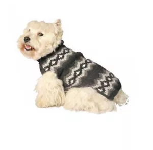 Gray Diamonds Knit Dog Sweater Chilly Dog Hand Knit Wool XXS-XXXL Puppy Pet - Picture 1 of 7
