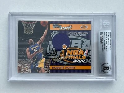 Tarjeta de baloncesto firmada por Robert Horry camiseta usada en las finales de la NBA Topps Stars 2000 Foto 1 de 4