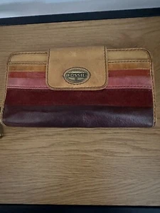 Fossil Multi Color Leather Suede Patchwork Wallet - Picture 1 of 5