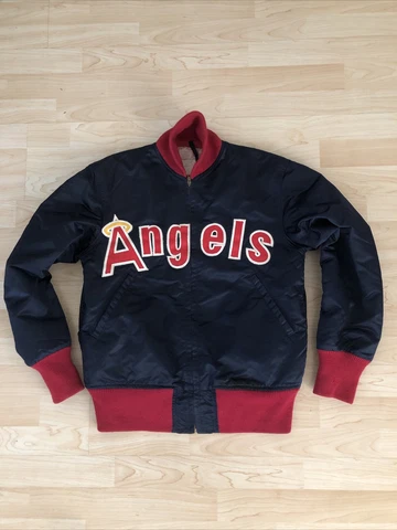 California Angels Jacket Men Satin MLB Baseball Vintage 70s 80s Rare USA LA Cover