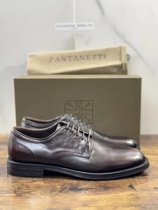 Pantanetti Derby Men's Leather Tobacco Casual Luxury Men Shoe 42 - Picture 1 of 8