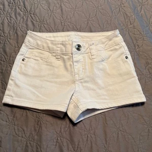 Girls JUSTICE White Denim Jeans Shorts Stretch Size 10 Slim - Picture 1 of 6