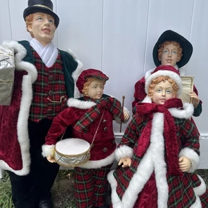 Vintage Large Christmas Carolers Set of 4, Man,Women,boy,Girl Tallest 30in - Picture 1 of 23