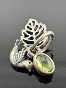 Pandora Sterling Silver 925 Forest Trinity Charm Bead 791214PE Bird Peridot ALE - Picture 1 of 14