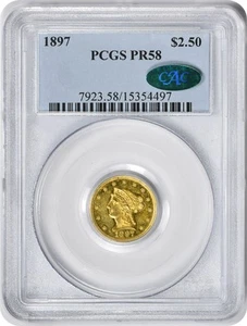 1897 $2.50 Gold Liberty Head PR58 PCGS (CAC) - Picture 1 of 4