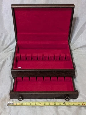 2-tier McGraw Wood SILVERWARE FLATWARE Anti-tarnish Storage Box Chest USA drawer - Image 1 of 4